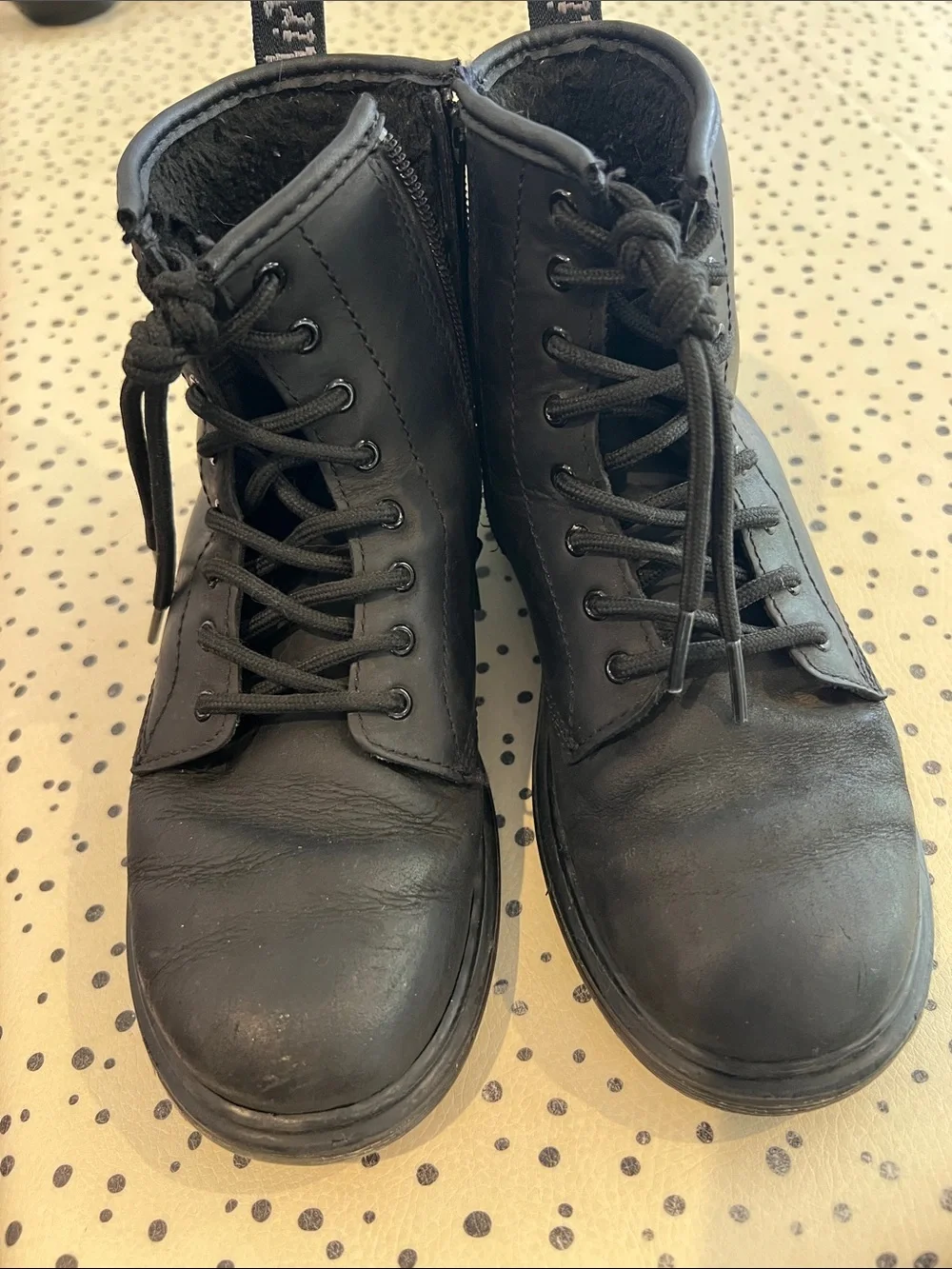 Dr. Martens Kids Black Lace-Up Side-Zip Combat Boots